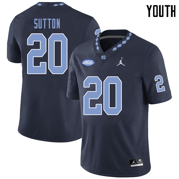 Jordan Brand Youth #20 Johnathon Sutton North Carolina Tar Heels College Football Jerseys Sale-Navy